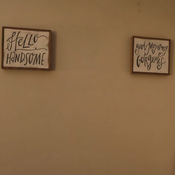 Wall Decor "Good Morning Gorgeous" & "Hello Handsome" Framed Signs 10.75"x9.75" - Picture 1 of 3